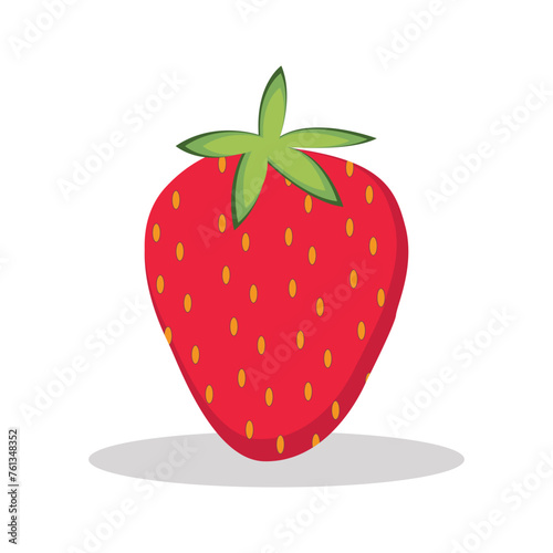 Garden strawberry fruit or strawberries flat color vector icon for food apps and websites