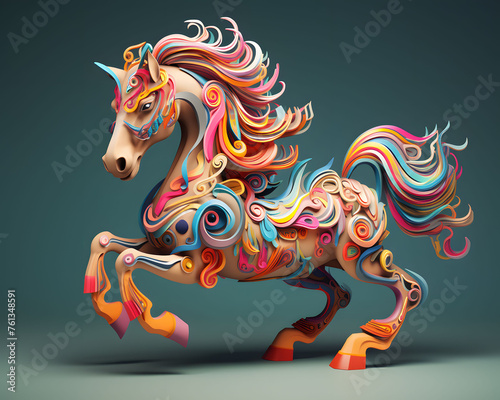 3d illustration of unicorn in pastel color