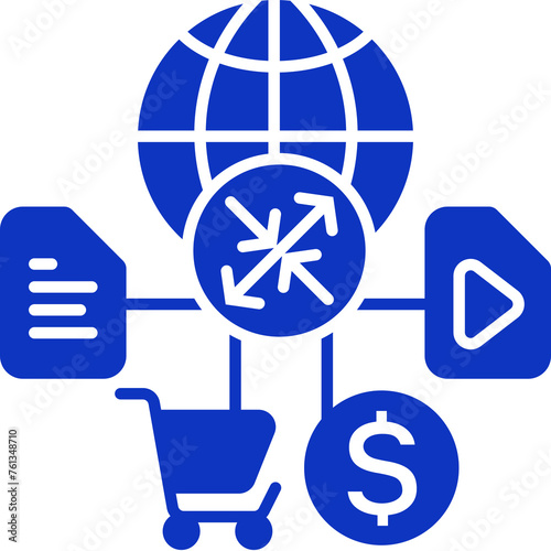 Content & Transit Network, Transit Network Icon - Blue, Solid