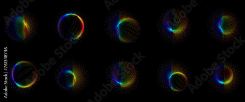 Glowing Neon Rainbow Flowers Figures In The Form Of Flowers