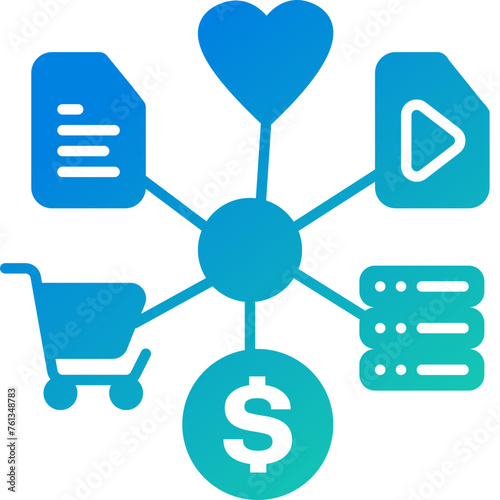 Content & Transit Network, Content Network Icon - Blue, Green, Gradient, Solid