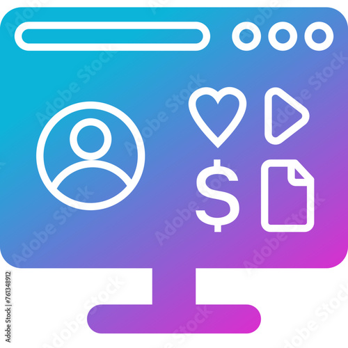 Content & Transit Network, Internet User Icon - Pink, Blue, Gradient, Solid