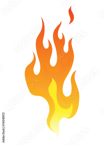Fire flame icon. Cartoon heat wildfire or bonfire, burn power fiery. Power light energy silhouette. Campfire element in flat style. Isolated vector illustration