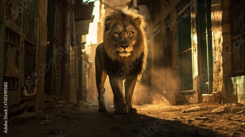 Majestic Lion in Dramatic Backlight photo