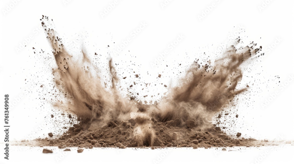 Dry soil explosion isolated on white background Stock Illustration ...