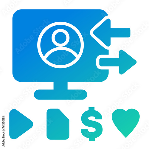 Content & Transit Network, Internet User Icon - Green, Blue, Gradient, Solid