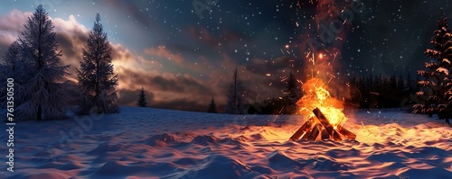bonfire in winter