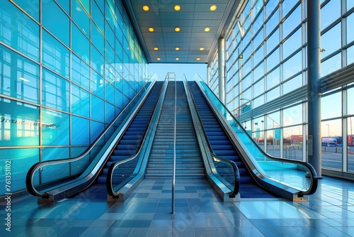 elevator escalator is moving staircase used as transportation between floors or levels building professional photography