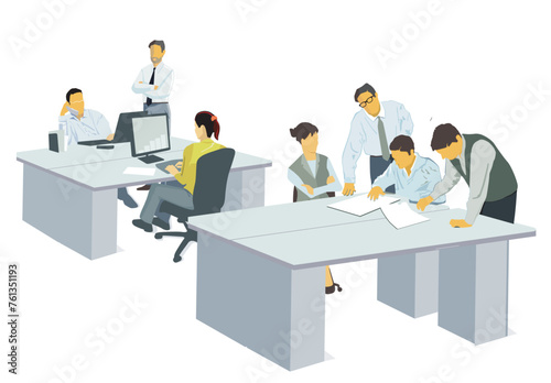 Mitarbeiter zusammenarbeit im Büro, llustration,