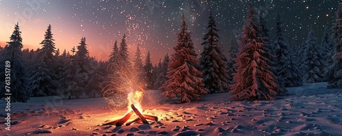 bonfire in winter