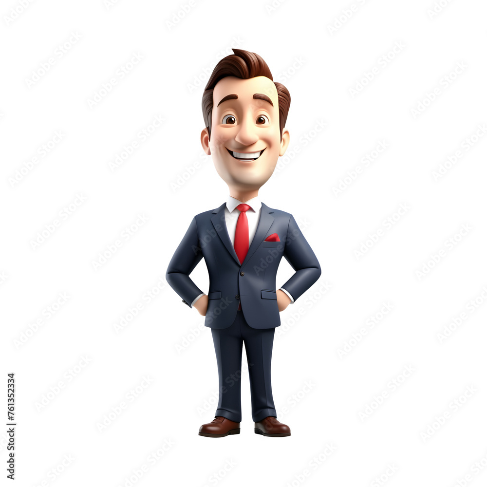 3D happy smiling businessman cartoon on transparent background 3D happy smiling businessman cartoon on transparent background