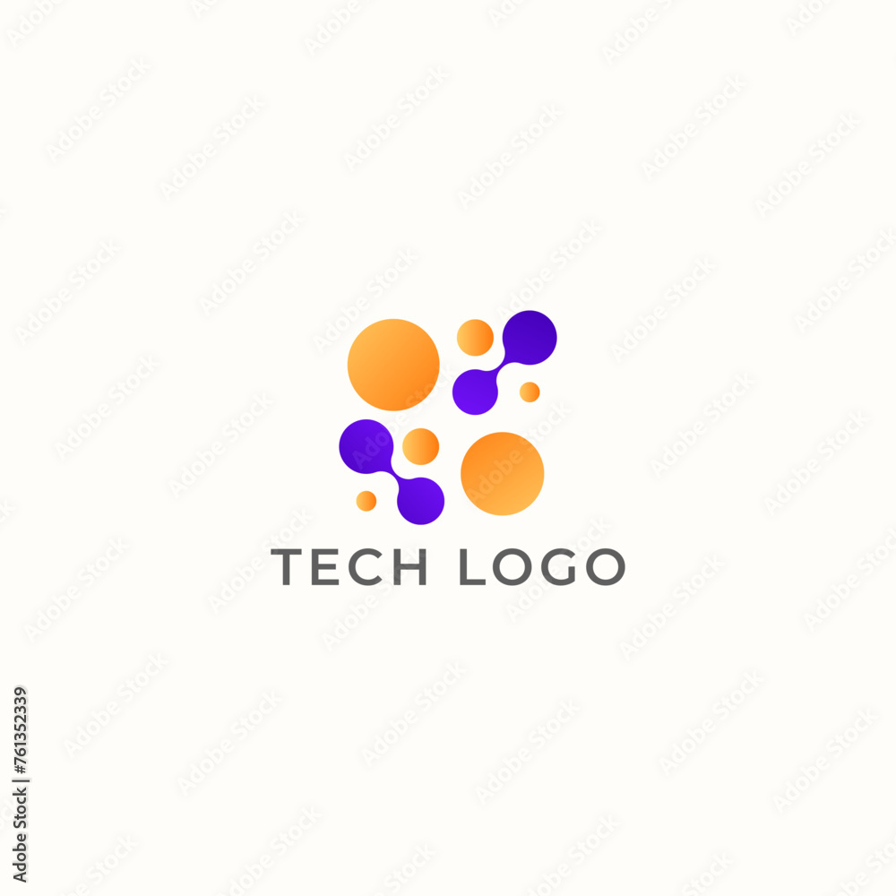 ILLUSTRATION CIRCLE GRADIENT PURPLE ORANGE COLOR WITH DOT TECH LOGO ICON TEMPLATE SIMPLE DESIGN ELEMENT VECTOR