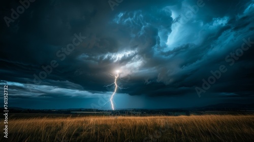 Lightning Over Dark Landscape