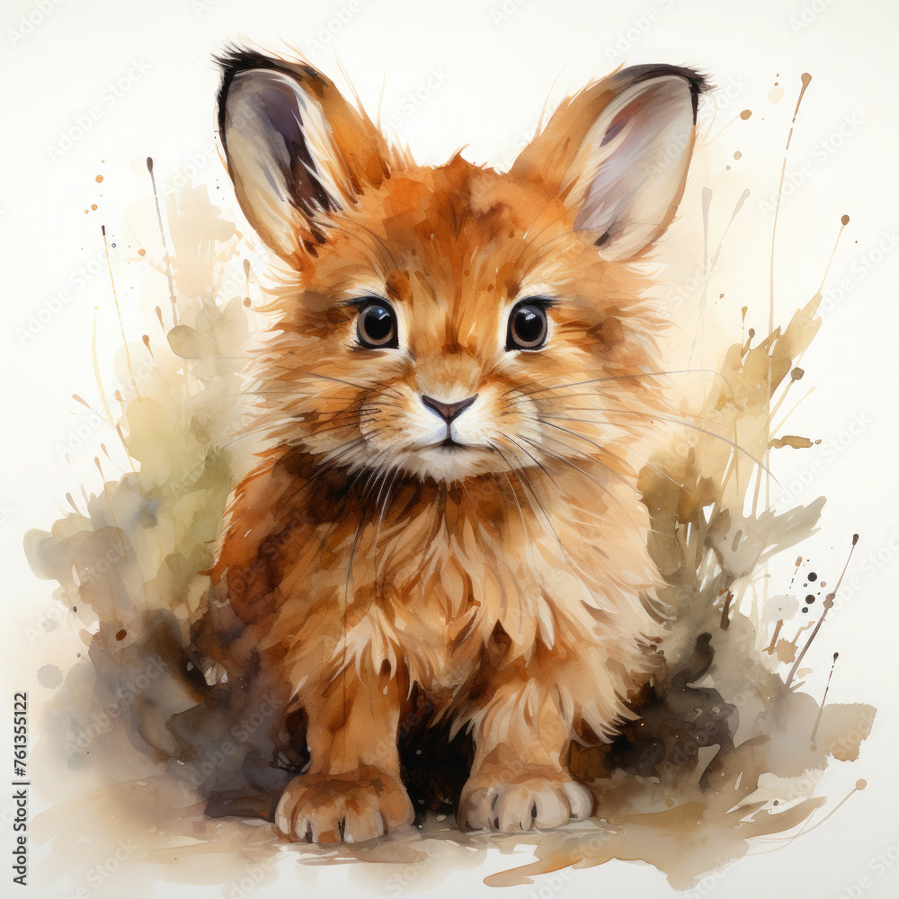 Watercolor Lionhead rabbit, clipart Illustration, Generative Ai Stock ...