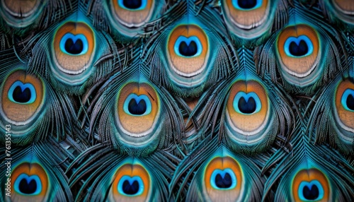 Exquisite close up showcasing vibrant peacock feathers in stunning macro photography view © Ilja