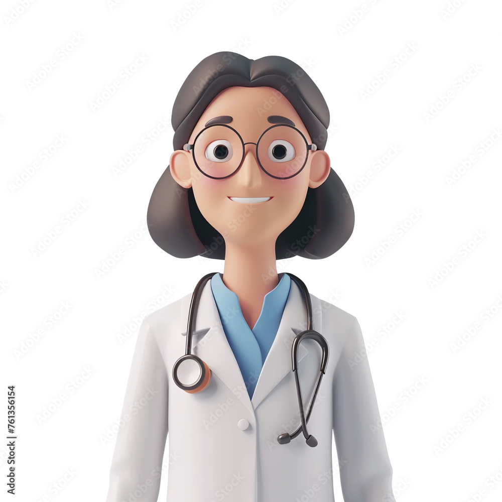 Friendly 3D Cartoon Doctor Ready for a Consultation