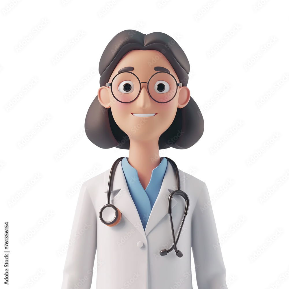 Friendly 3D Cartoon Doctor Ready for a Consultation Friendly 3D Cartoon Doctor Ready for a Consultation