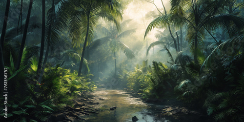 Rainy tropical amazon forest photo