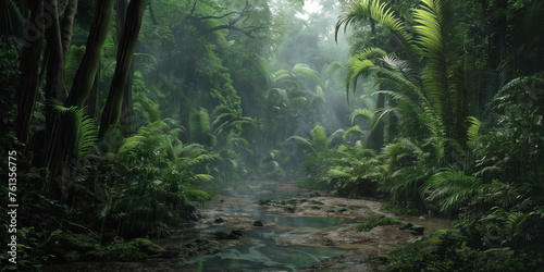 Rainy tropical amazon forest © Mykhaylo