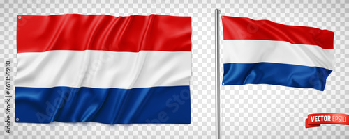 Vector realistic illustration of Netherlands flags on a transparent background.