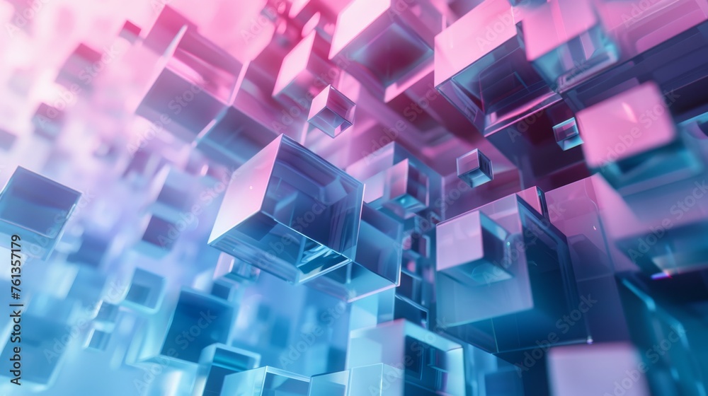 Abstract geometric background with futuristic technology cubes. Glowing cubes, blockchain concept. Abstract geometric background with futuristic technology cubes. Glowing cubes, blockchain concept.