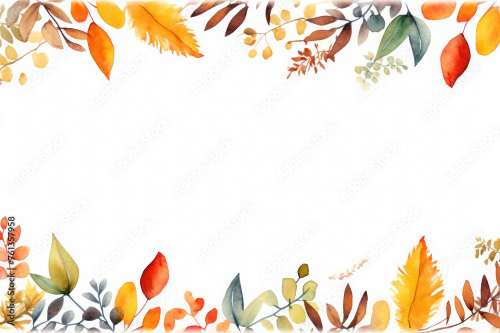 delicate frame with orange, gold autumn leaves on a white background. wedding or birthday invitation card delicate frame with orange, gold autumn leaves on a white background. wedding or birthday invitation card