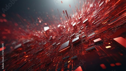 Dynamic Abstract  Modern Red Futuristic Background, Illustrating the Concept of Digital Connectivity. Abstract futuristic red  Background © azait24