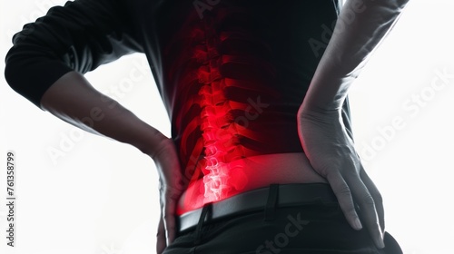 Woman suffering from back pain, spinal injury or muscle problems. Health and medical concept. © AIExplosion