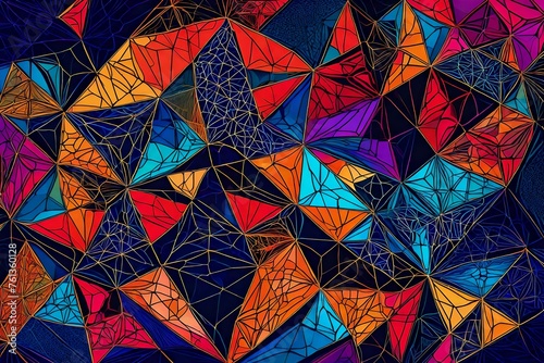 abstract background, Immerse yourself in the mesmerizing world of abstract art with an AI-generated illustration featuring an intricate Delaunay Voronoi trianglify background © SANA