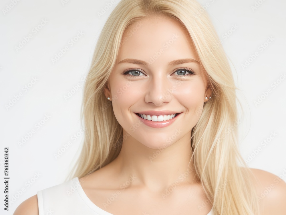 Smiling Woman with Blonde Hair - Dental Advertorial Concept Smiling Woman with Blonde Hair - Dental Advertorial Concept