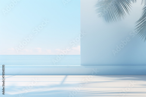 White wall with blue ocean in background © vefimov
