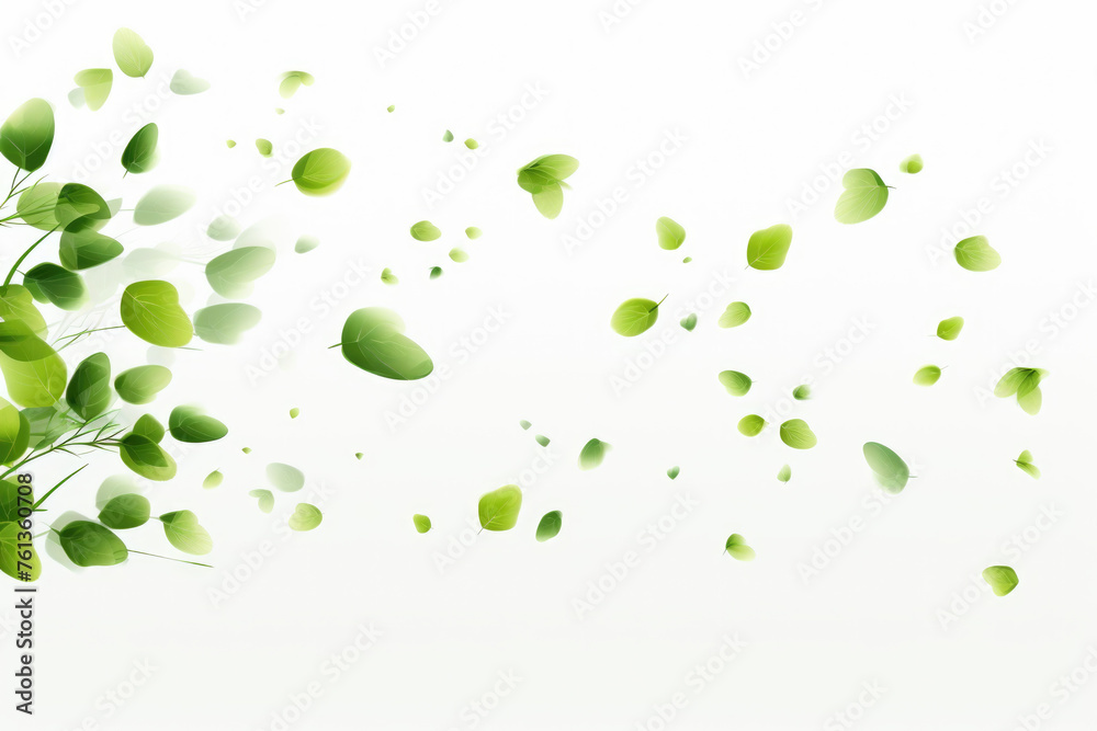 White background with green leaves White background with green leaves