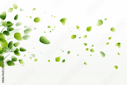 White background with green leaves