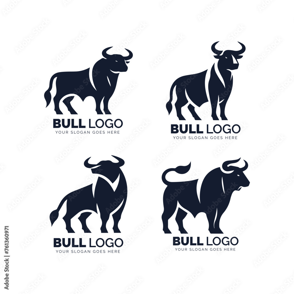 Monochrome Bull Logos with Sample Text
