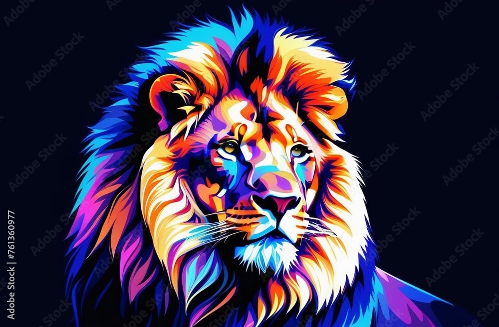 head of a lion in neon lights.