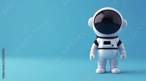 Cartoon Astronaut Waving on a Blue Background