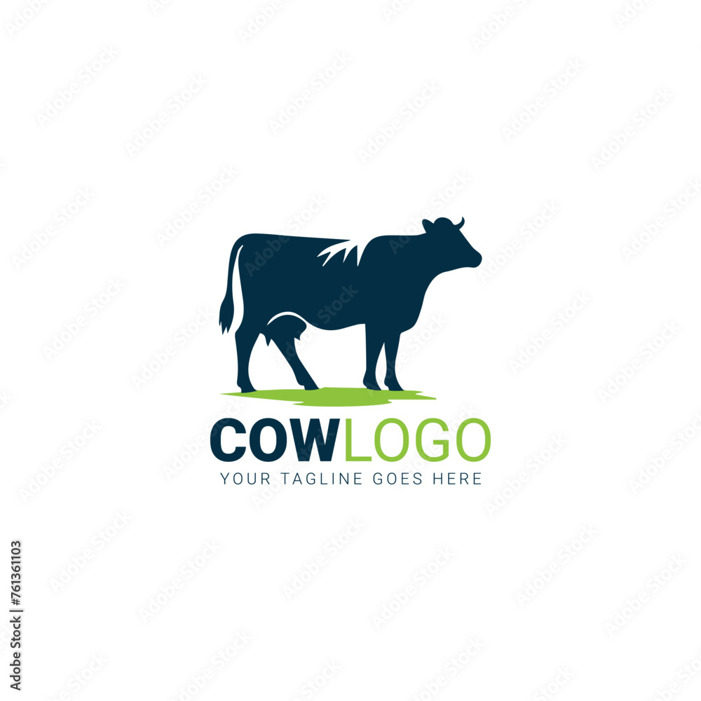 Minimalist cow silhouette with sleek text