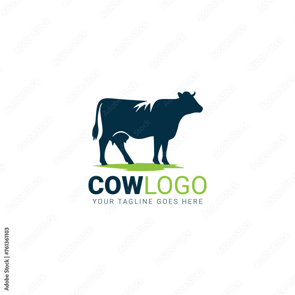 Obraz premium Minimalist cow silhouette with sleek text