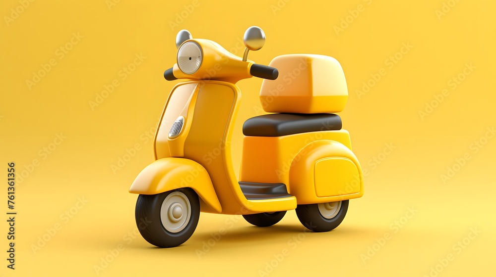 Charming Yellow Delivery Scooter Icon on Vibrant Background Charming Yellow Delivery Scooter Icon on Vibrant Background