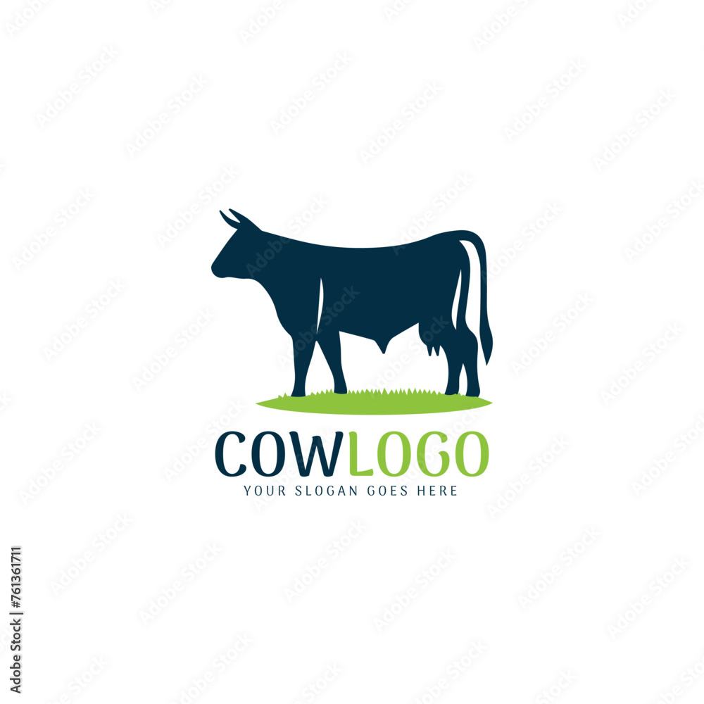 Stylized cow silhouette with brand text