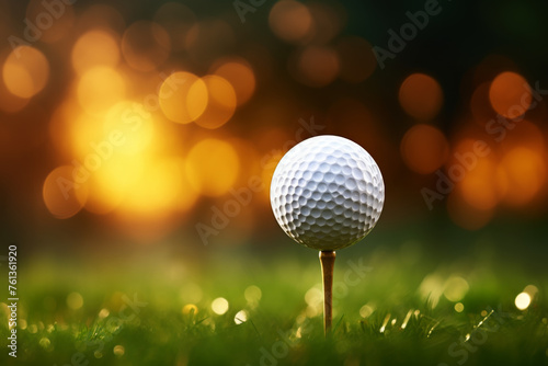 White golf ball is sitting on green grassy field