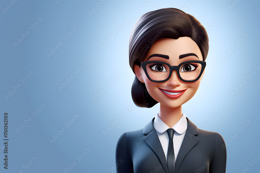 Smiling Cartoon Businesswoman in Professional Attire Smiling Cartoon Businesswoman in Professional Attire