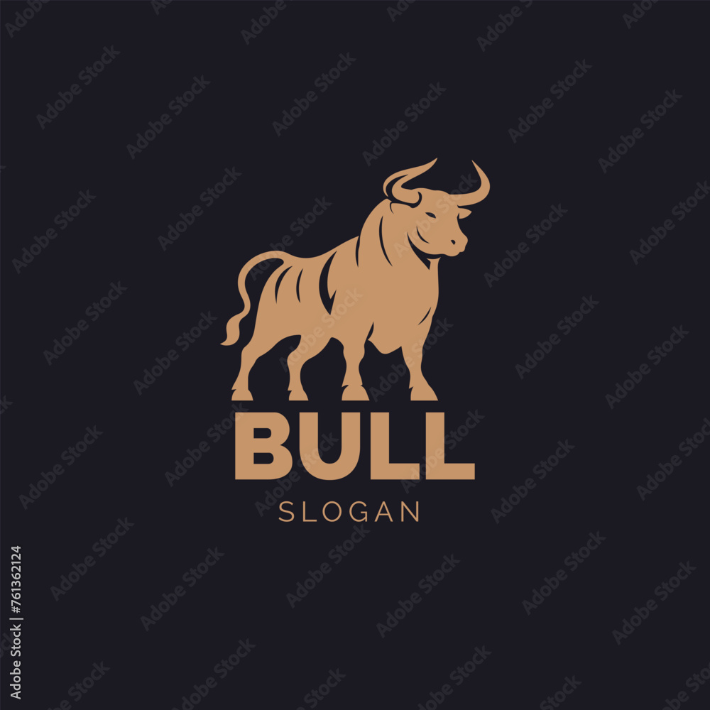 Majestic Golden Bull Logo on Black Background