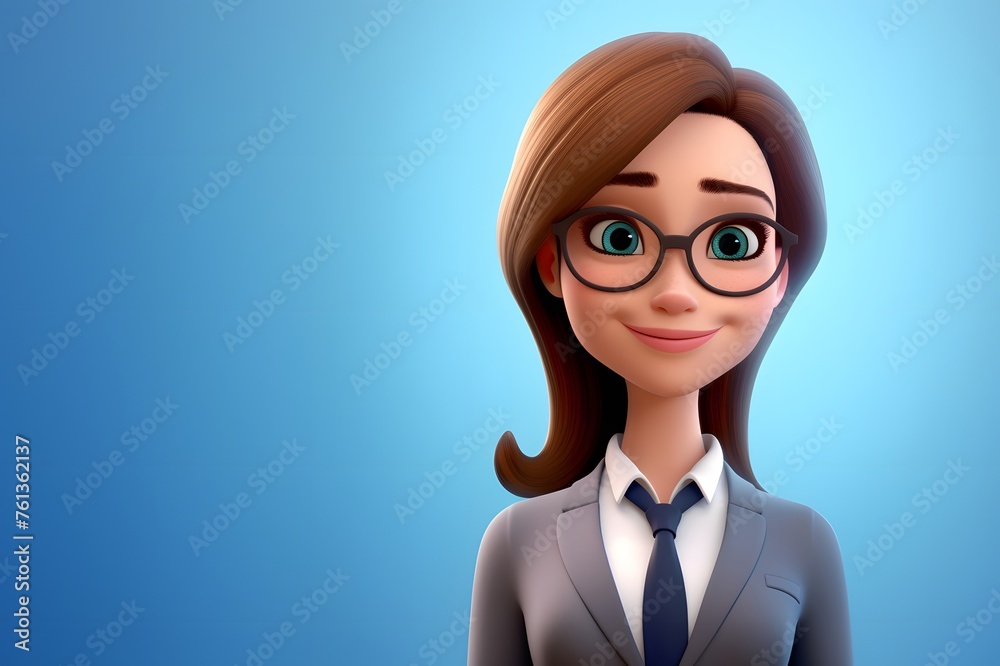 Smiling Cartoon Businesswoman in Professional Attire Smiling Cartoon Businesswoman in Professional Attire