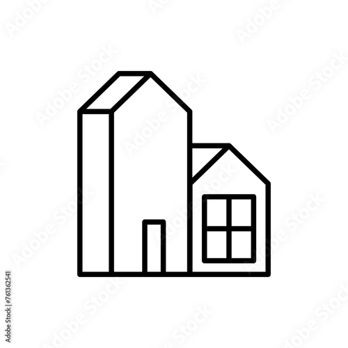 Minimal house outline icons, minimalist vector illustration ,simple transparent graphic element .Isolated on white background