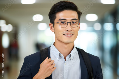 Man wearing glasses and suit is smiling for camera