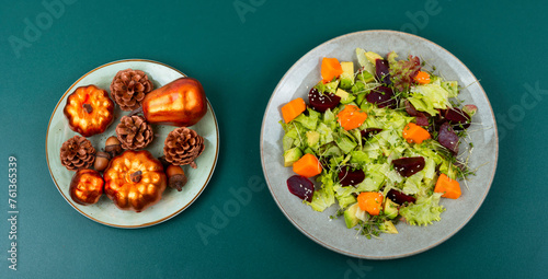 Autumn salad with pumpkin and beets.