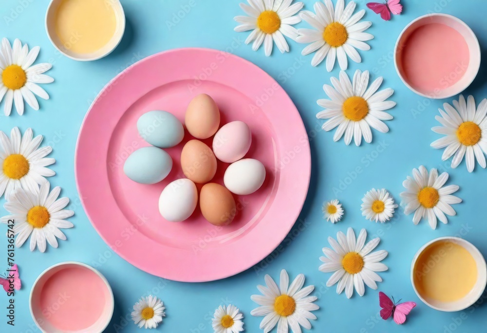 Fototapeta premium Beautiful table setting with spring flowers for Easter celebration