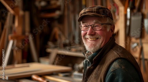 Smiling Craftsman in Workshop