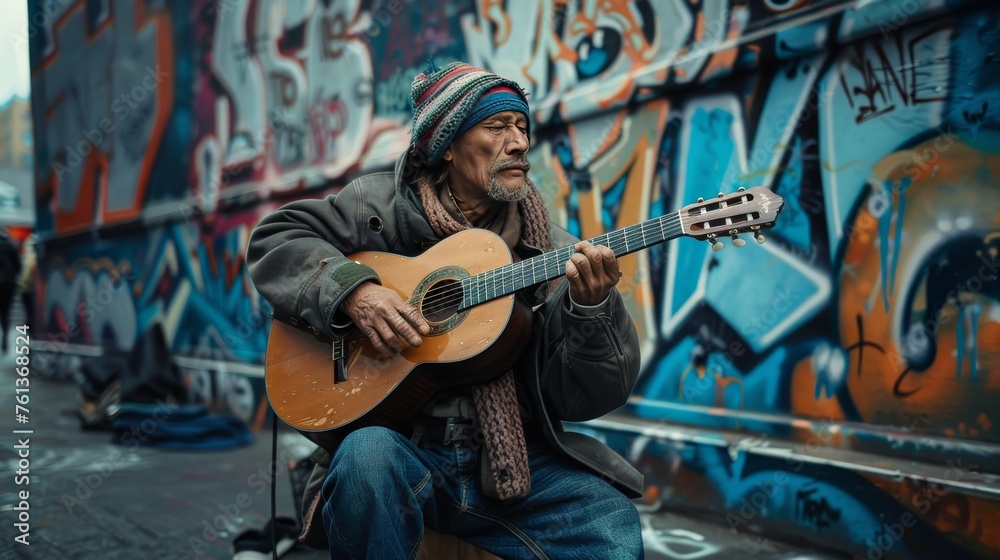 Obraz premium Street Musician's Urban Soul